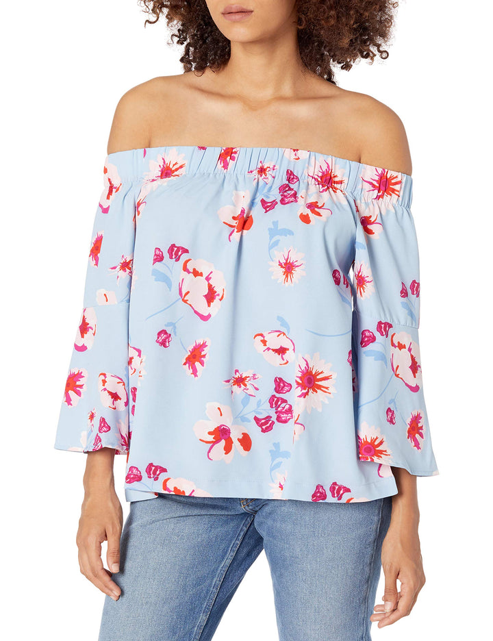 Mud Pie Damen Off Shoulder BL S Izzy Schulterfreies Top, Blau, Grösse S, Klein