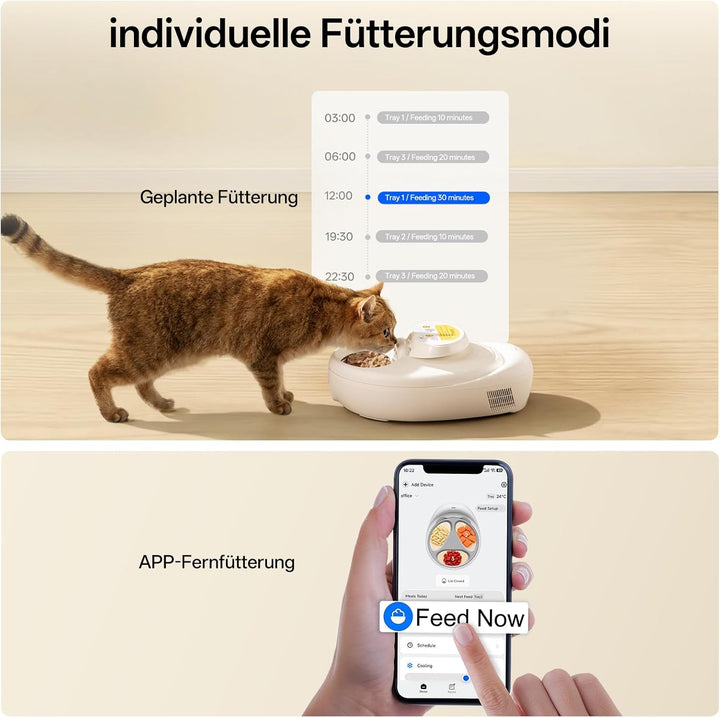 UBPET Automatischer Futterspender für Katzen & kleine Hunde, geeignet für Nass Trockenfutter, mit Ha