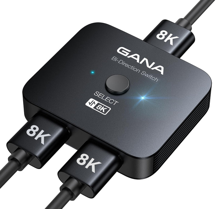 HDMI Splitter 8K@60Hz 4K@120Hz, GANA HDMI 2.1 Switch, Aluminium Bidirektional HDMI Switcher 2 In 1 O