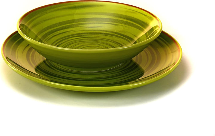 H&H Bunte Tellerservice 12 Stück - Tellerservice für 4 Personen mehrfarbig - Set aus Steinware - Fül