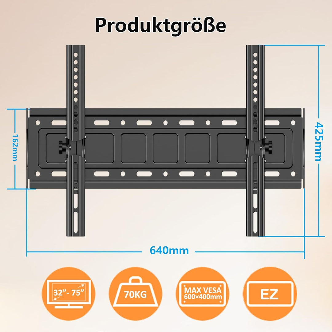 JXMTSPW TV Wandhalterung Neigbar Halterung für die 32-75 Zoll TV LCD LED Flach&Curved Fernseher Halt