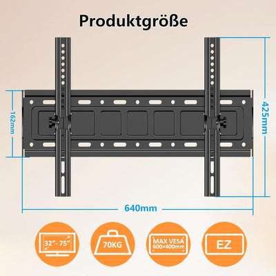 JXMTSPW TV Wandhalterung Neigbar Halterung für die 32-75 Zoll TV LCD LED Flach&Curved Fernseher Halt