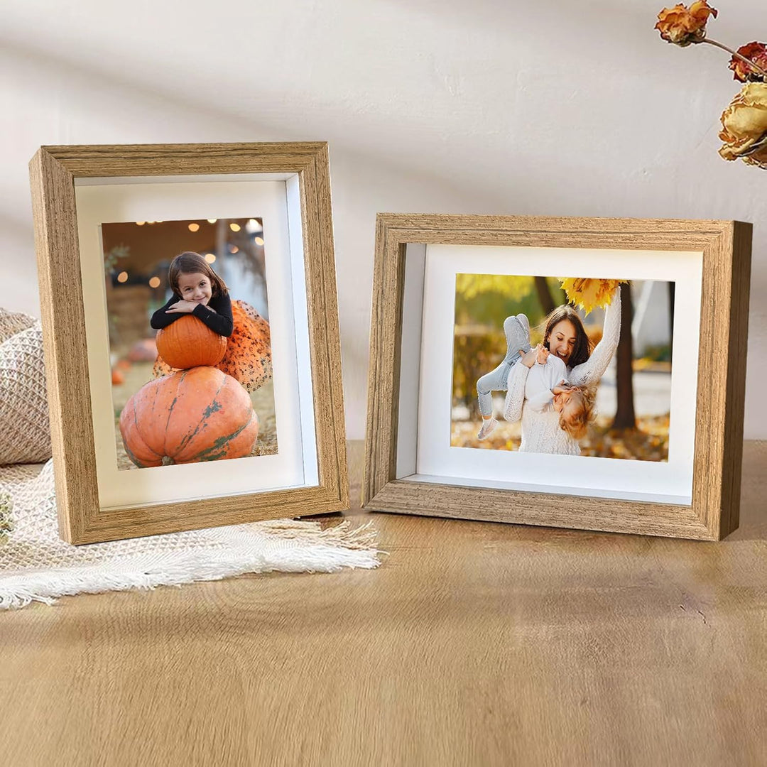 3D Bilderrahmen zum Befüllen Bilderrahmen Holz 13x18cm 2 Pack Dunkles Holz Fotorahmen aus Massivholz