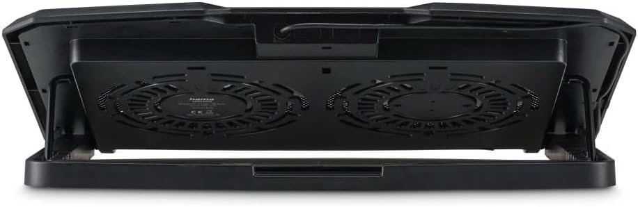 Hama Laptop-Kühler Black Metal, neigbar, leise, 2 Lüfter, 40 cm (15,6), Schw.