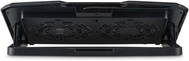 Hama Laptop-Kühler Black Metal, neigbar, leise, 2 Lüfter, 40 cm (15,6), Schw.