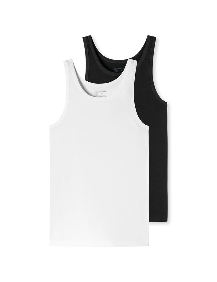 Schiesser Herren 2 PACK Unterhemd ohne Arm Bio Baumwolle - 95/5 Organic S Sortiert 1_176038, S Sorti
