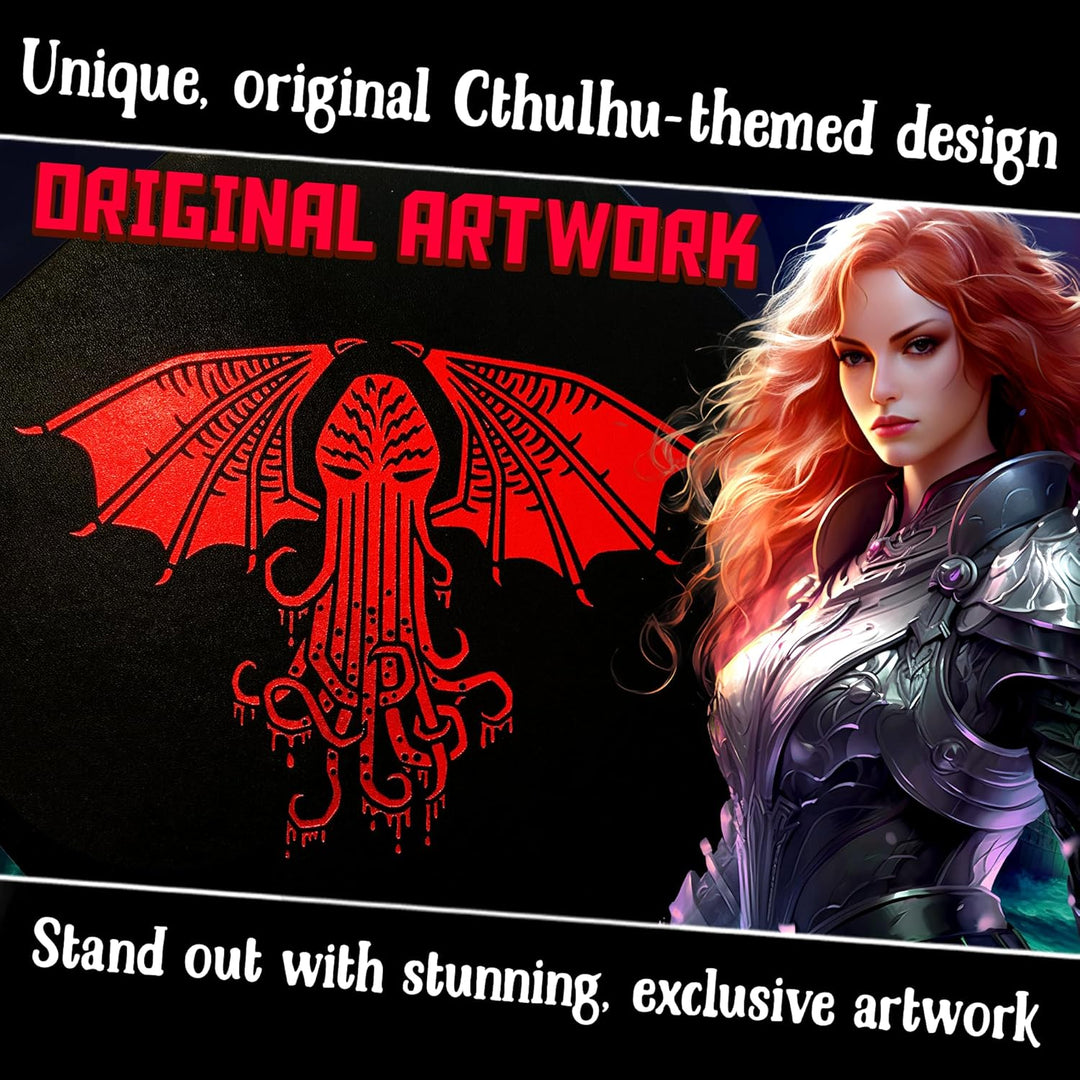 Fantasydice-Cthulhu Tome-RED- Dice Storage and Rolling Tray - 20CM Octagon with Lid and Dice Staging