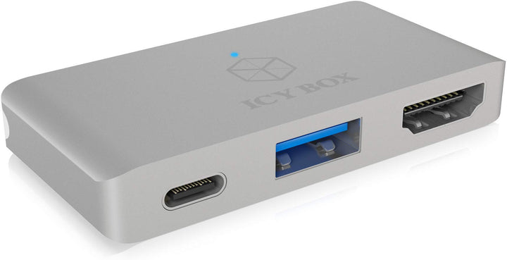 Icy Box Thunderbolt 3 Dock passend für MacBook Pro und MacBook Air, HDMI 4K 30Hz, USB 3.0, Aluminium