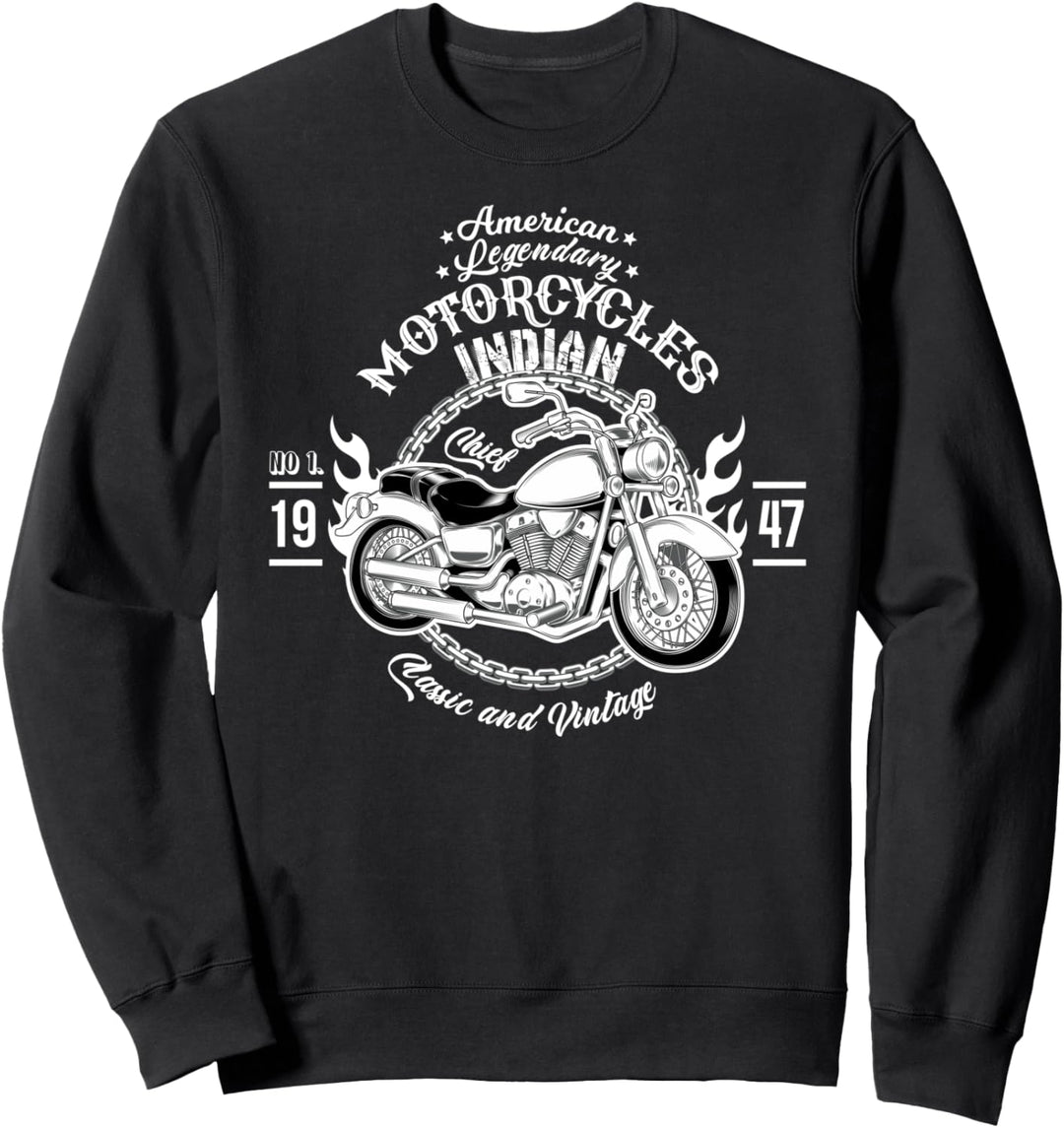 Retro Vintage Old Biker Amerikanisches Motorrad Indisch Sweatshirt