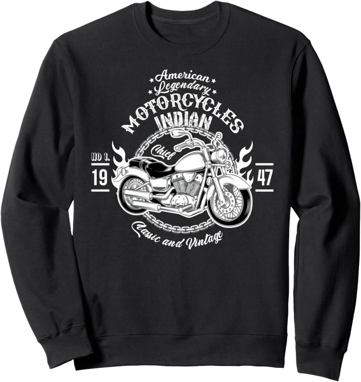 Retro Vintage Old Biker Amerikanisches Motorrad Indisch Sweatshirt