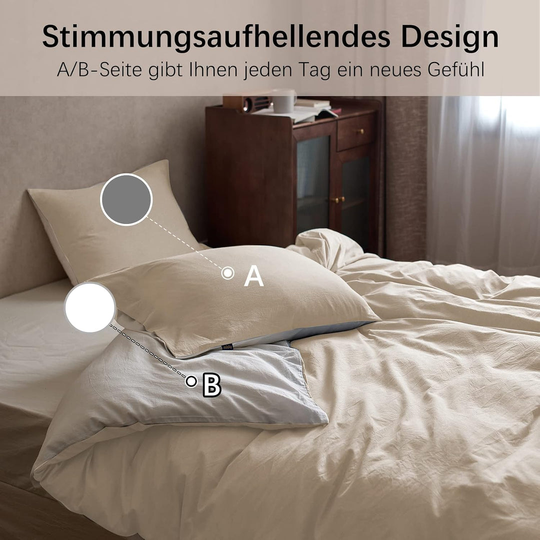 MILDLY Bettwäsche 135x200 Baumwolle, Bettwäsche-Sets Aprikose 2 Teilig mit Reissverschluss Ähnliche