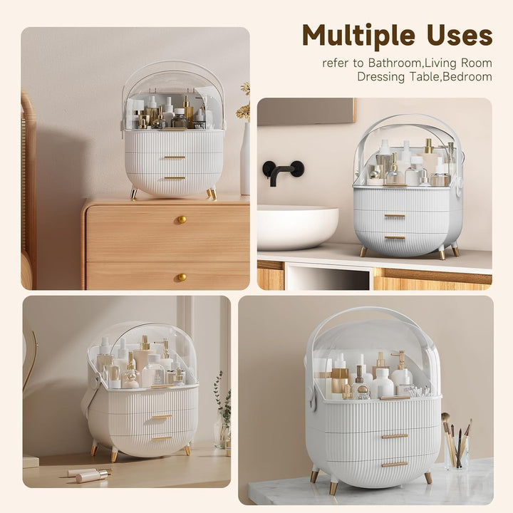Make up Organizer Aufbewahrungsbox, Kosmetik Vitrine mit Transparentem Deckel, Staubdichte Kosmetik