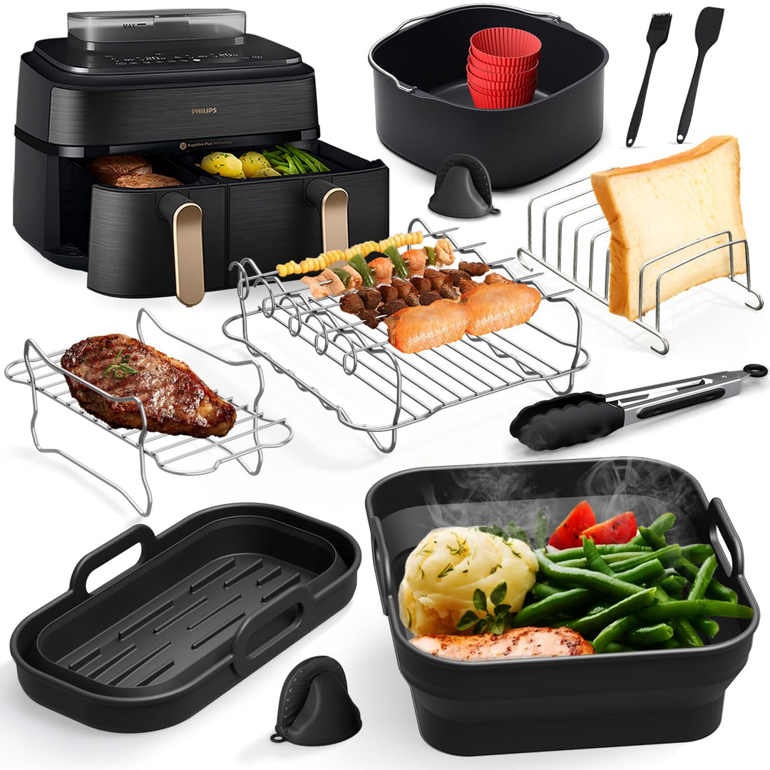 Heissluftfritteuse Zubehör für Philips Airfryer 3000-5000 serie 9L, Faltbar Silikonform Heissluftfri