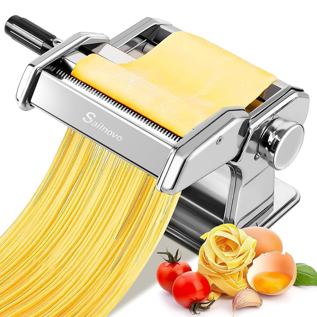 Sailnovo Nudelmaschine Pasta Maker 180 Aluminiumlegierung mit 9 Einstellbaren Stärkeeinstellungen un