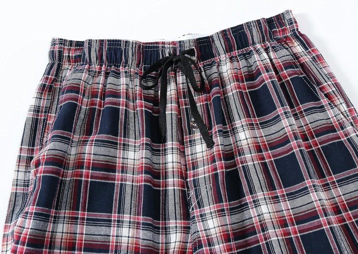 MoFiz Herren Pyjamahose Warm Lang Baumwolle Weich Schlafanzughose Kariert Winter Nachtwäsche Freizei