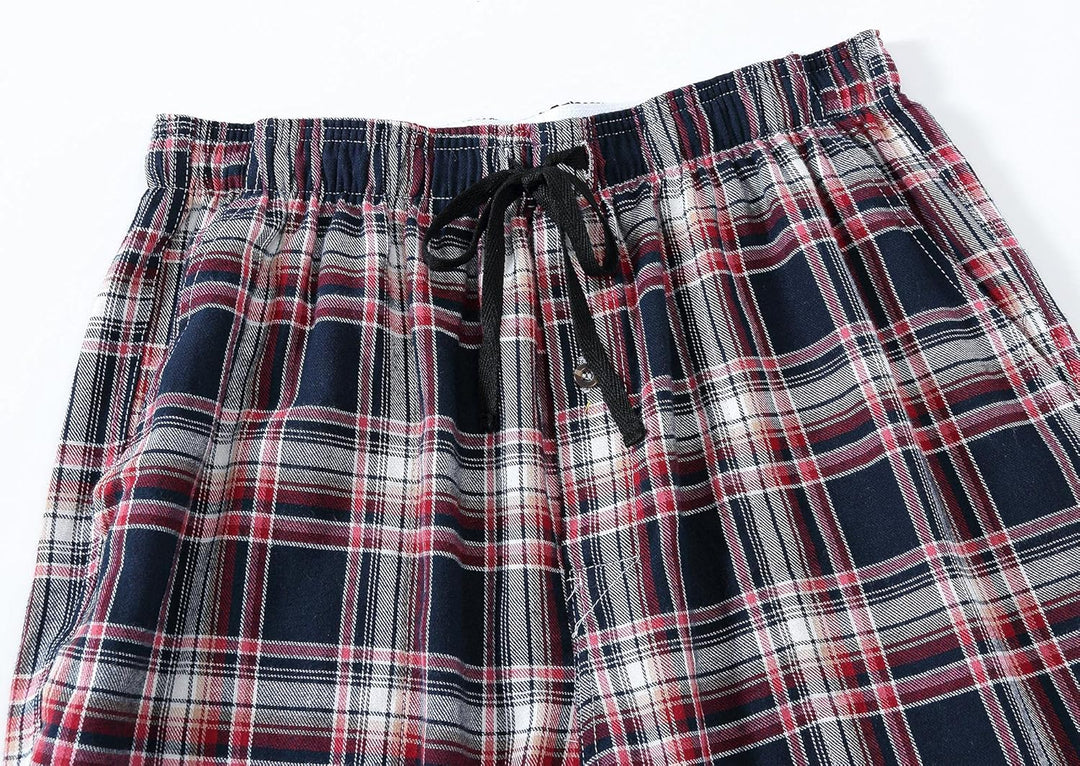 MoFiz Herren Pyjamahose Warm Lang Baumwolle Weich Schlafanzughose Kariert Winter Nachtwäsche Freizei