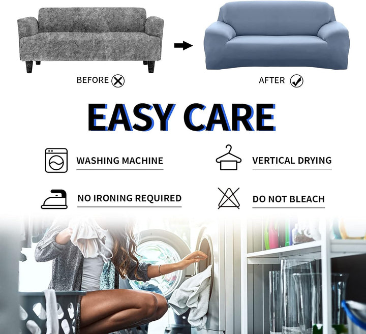 Lydevo Sofabezug 1 Sitzer Stretch Sofahusse Elastischer Sofabezug Spandex Sofa Überzug mit 3 Kissenb