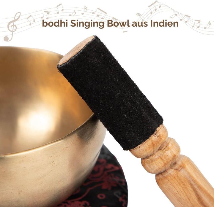 Bodhi Tibetische Klangschale Ø 11 cm | Handgefertigtes Klangschalen Set inkl. Kissen & Klöppel | Sin