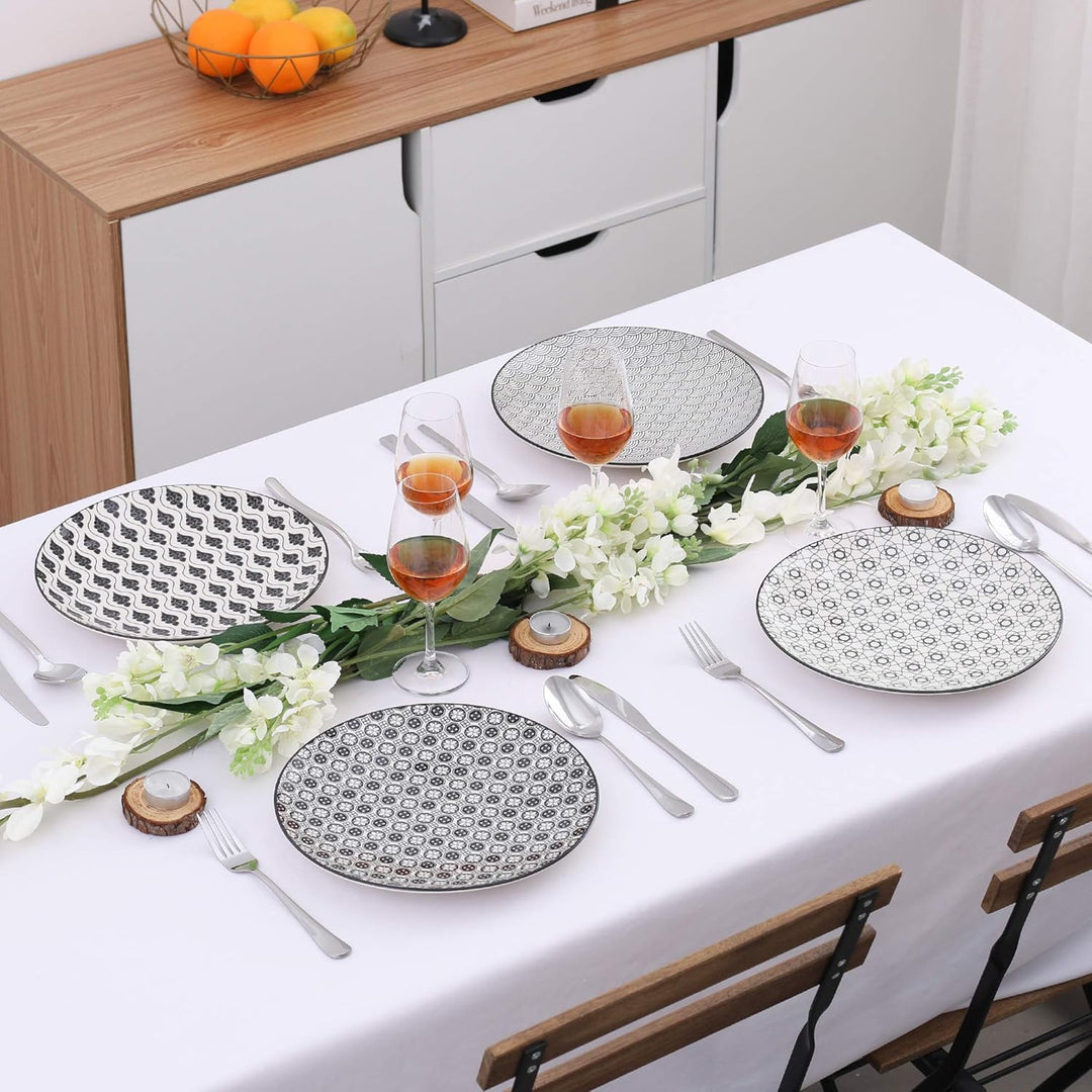 vancasso, Haruka Porzellan Speiseteller, 12 tlg. Rund Flachteller Set, Durchmesser 27 cm 12-teilig S