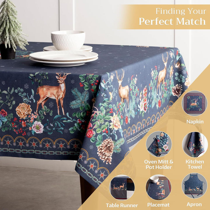 Maison d' Hermine Christmas Joy 100% Baumwolle Tischdecke für Küche | Abendessen | Tischplatte | Dek
