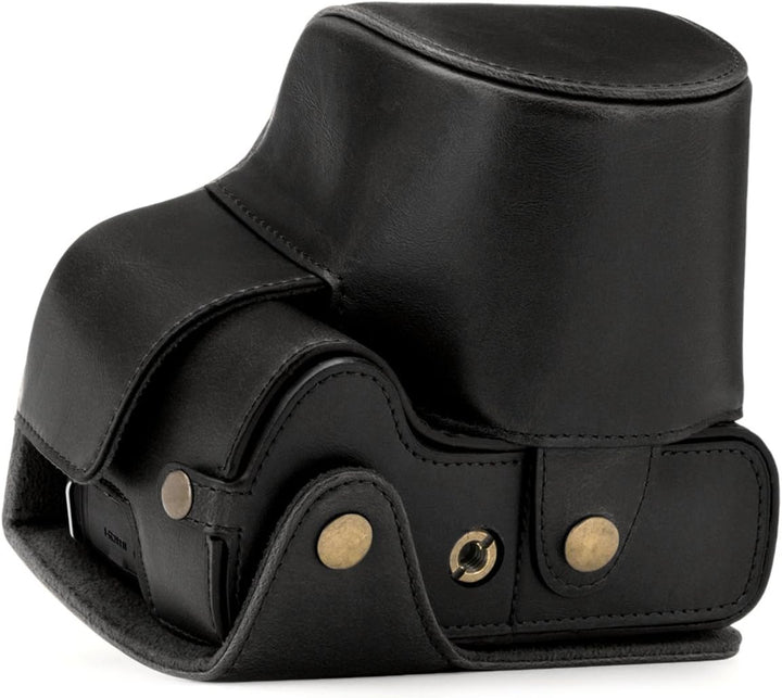 MegaGear Panasonic Lumix DC-FZ80, FZ82 Ever Ready Leder Kamera-Case mit Trageriemen und Batteriezuga