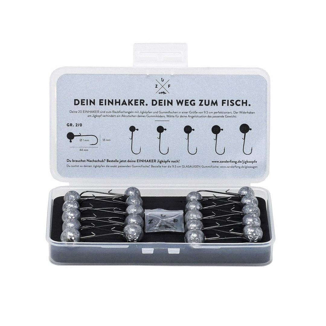 Zanderfang – Jigköpfe Angelhaken-Set Jighaken – Jigkopf Grösse 2/0 und 4/0 für Gummiköder von 8cm bi