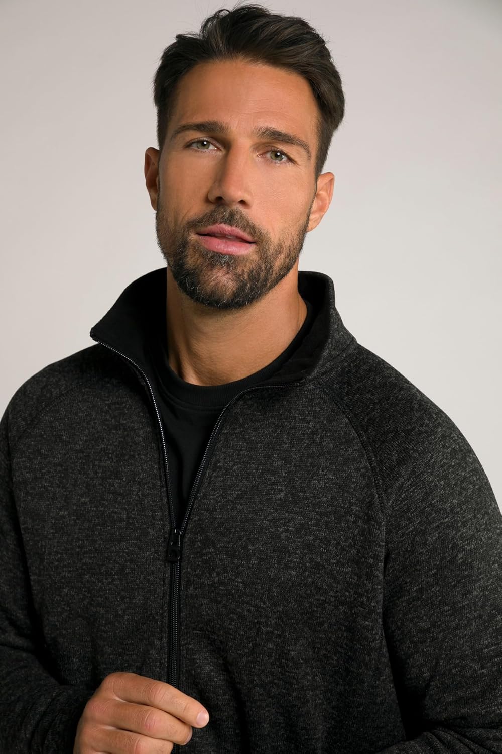 JP 1880 Strickfleece-Jacke 802394, Schwarz