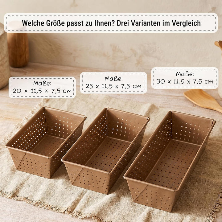 Birkmann, Laib &amp; Seele, perforierte Brotbackform, 25 cm, Backform für kleine Brote, aus bronzefarben