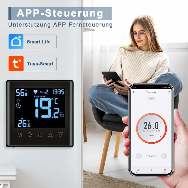 CNBINGO Smart Thermostat Unterputz Boiler WLAN Heizungsthermostat Raumthermostat WLAN Digital Raumth