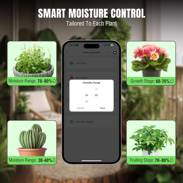 Raddy WS-74 Solar Bewässerungssystem mit Smart App-Steuerung, IPX7 Wasserdicht, Einstellbarer Bodenf
