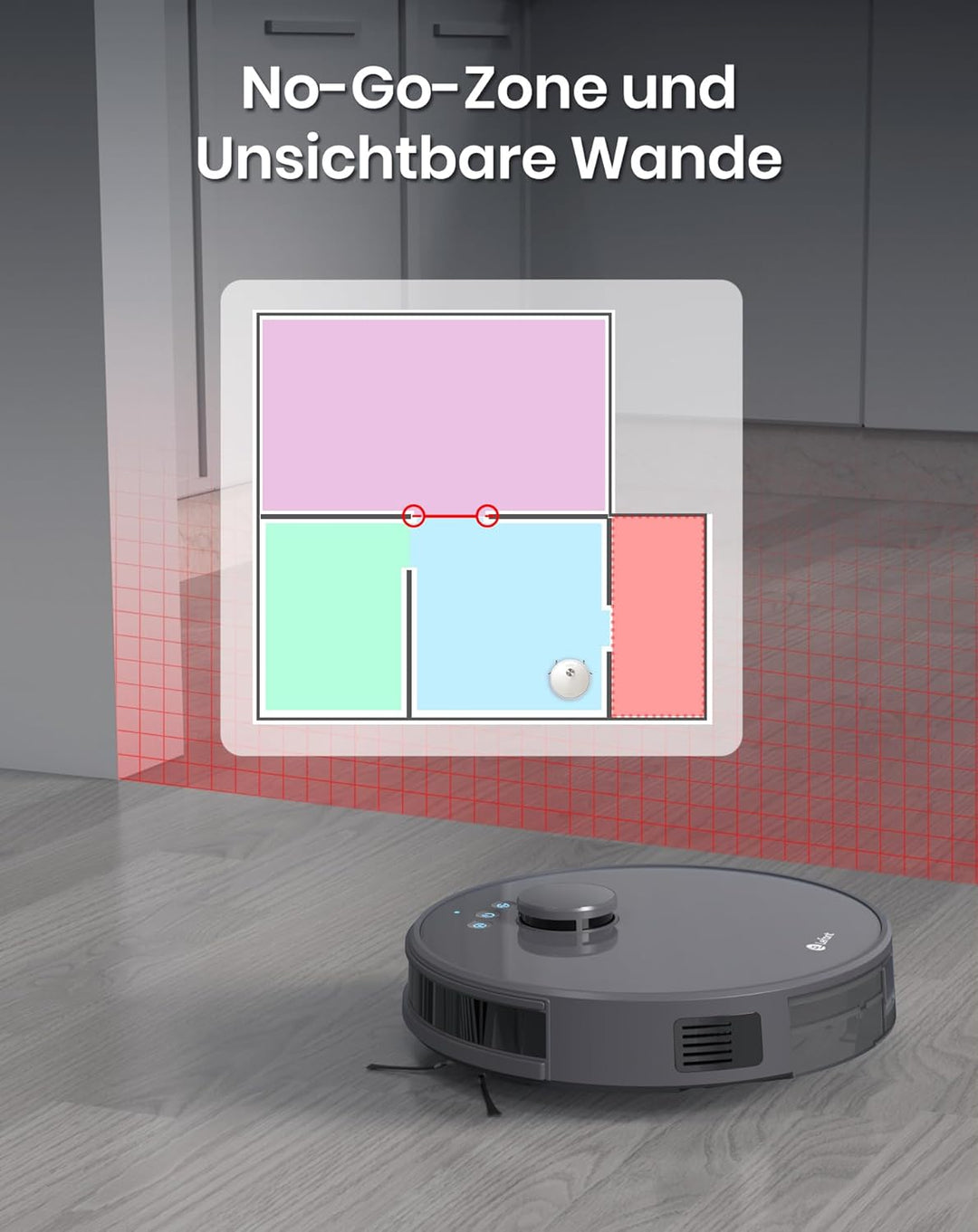 LEFANT M1 Roboter-Staubsauger, Bodenwischen mit Multi-Floor-Mapping, 4000 Pa, LDS-Navigation, Grau M