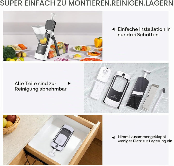 ONCE FOR ALL Gemüseschneider mit Auffangbecken, Gemüsehobel ideal als Pommesschneider &amp; Kartoffelsch