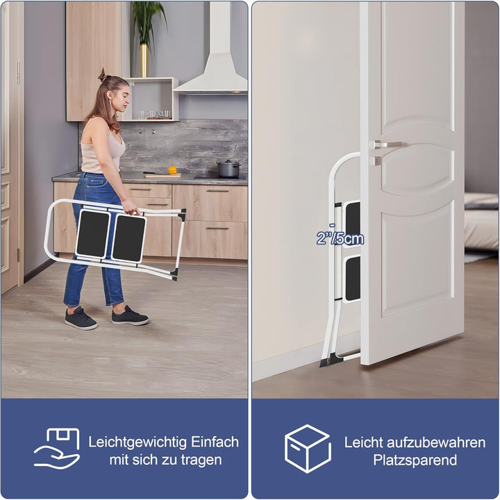 YRHome 2 Stufen Klappbar Trittleiter Leiter Tritthocker Klapptrittleiter mit breitem rutschfeste Ped