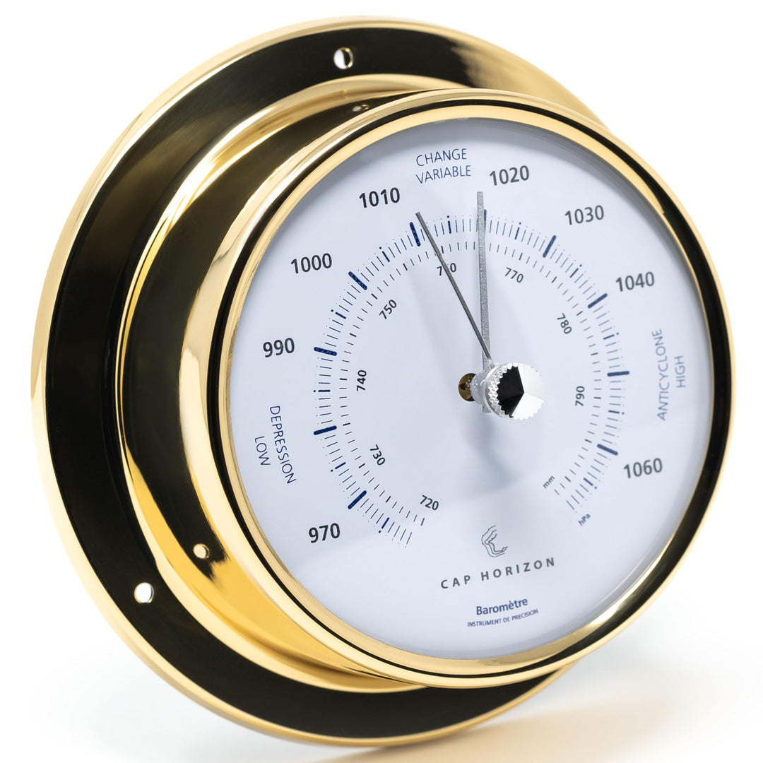CP085B400LT Barometer, Glas, Messing-Gehäuse poliert | Druckmessgerät, Messbereich 970-1060 hPa und