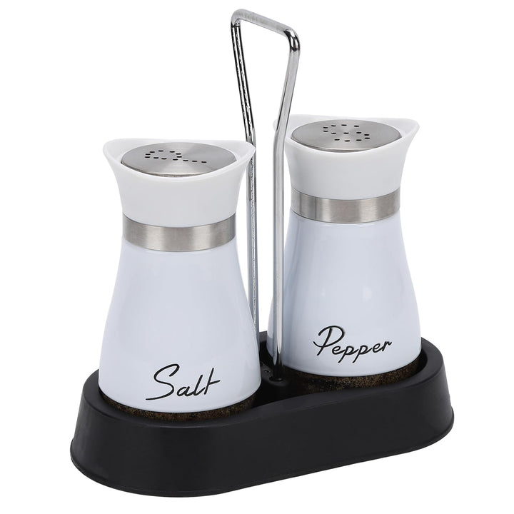 Salz und Pfefferstreuer Set, Salz und Pfefferstreuer Set mit Halter, 2 Stück Edelstahl und Glasflasc