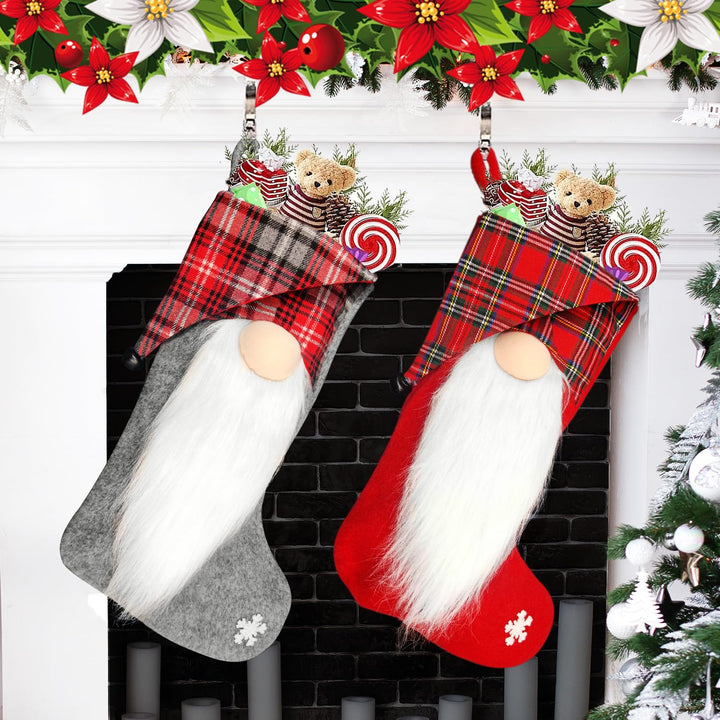 Nikolausstrumpf Gross, 2er Set Nikolausstiefel zum Befüllen Vliesstoff Weihnachtsstrumpf zum Befülle