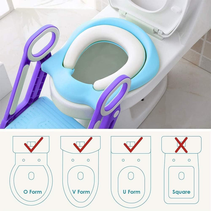 Toilettensitz Kinder mit Treppe, Kinder Toilettensitz Toilettentrainer, Weicher WC Sitz, Faltbar Kin