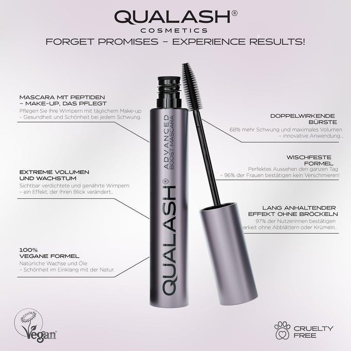 Mascara mit Wimpernserum-Effekt – QUALASH® Curl &amp; Lift (10 ml) – schwarze Wimperntusche für extremes
