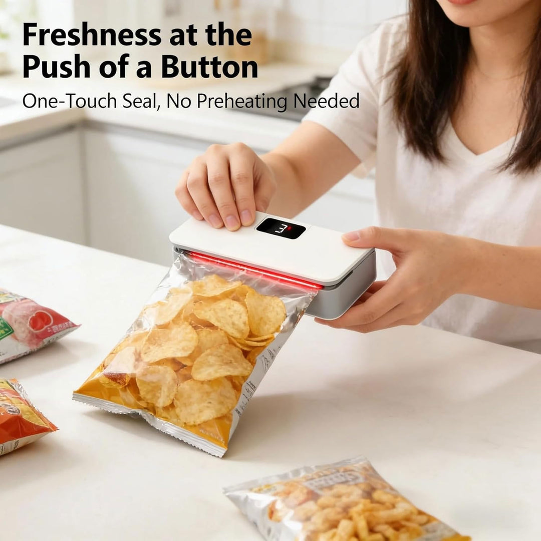 USB-C Rechargeable Mini Bag Sealer, Mini Folienschweissgerät 2 in 1, USB aufladbar Tütenverschweisse