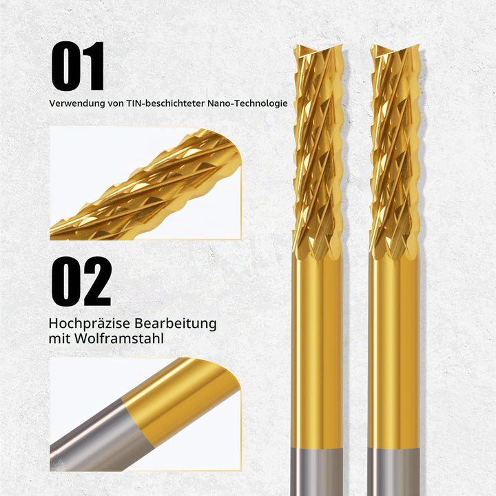 10 Stücke Hartmetall Schaftfräser, 1/8 Schaft Titan Coat CNC Fräser Stückchen Fräser Schnitzsatz, St