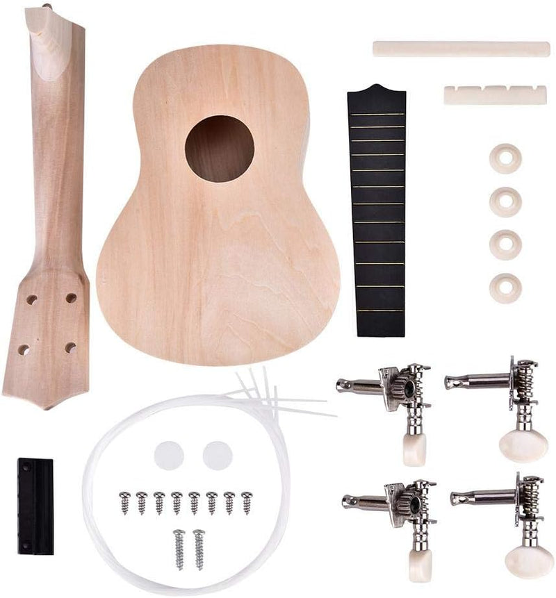 Ukulele DIY Kit, 21 Zoll Ukulele aus Lindenholz, 4 String Ukelele DIY Set für Anfänger Kinder Erwach