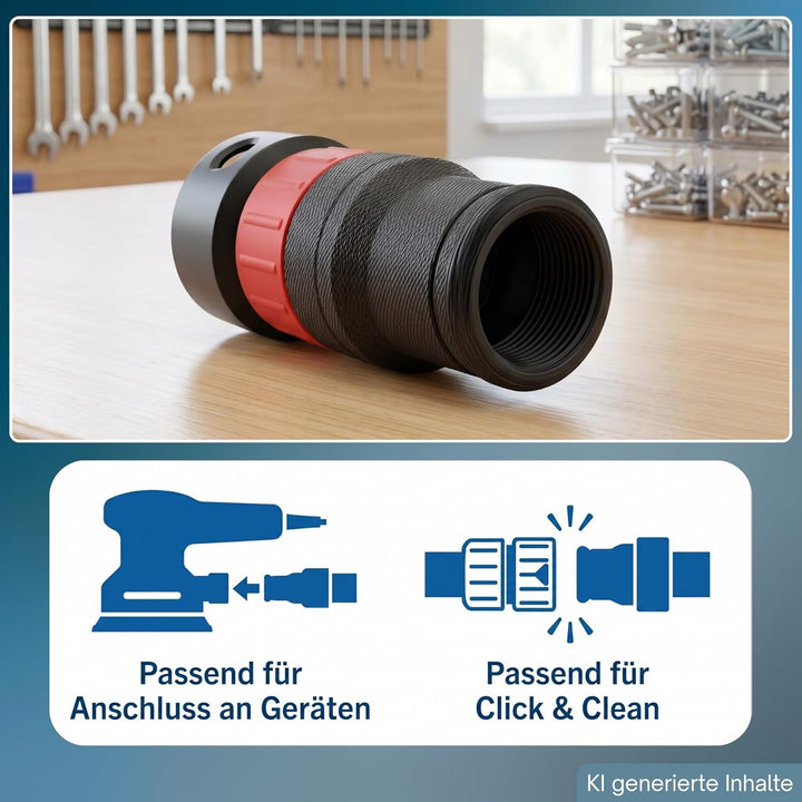 kompatibel mit Bosch Click and Clean Werkzeugmuffe Staubsauger Adapter für Schlauch Professional Uni