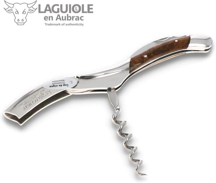 Laguiole en Aubrac Kellnermesser - Griff Weinrebe Weinstock - Edelstahl glänzend - Weinöffner Frankr