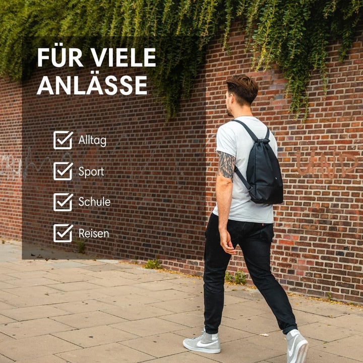 LARKSON Turnbeutel Damen &amp; Herren Dunkelgrün - No 7 - Rucksack Damen für Sport und Festival - Beutel