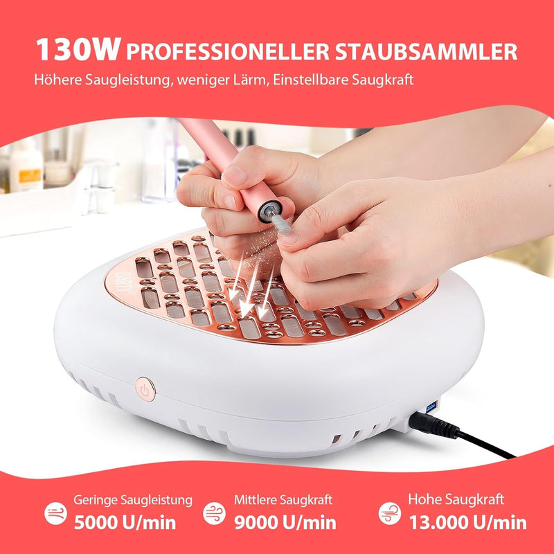 130W Nagelstaub-Sammelmaschine, Nagelstaubsauger mit leistungsstarkem Absaugventilator für Maniküre,