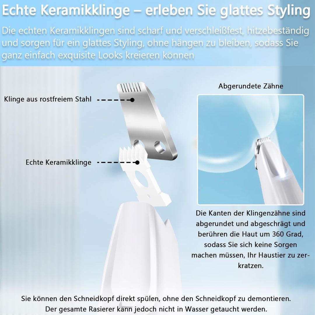 Mucek Leise Hundeschermaschine, Pfotentrimmer für Hunde mit LED-Licht, Hundepfoten Trimmer Wiederauf