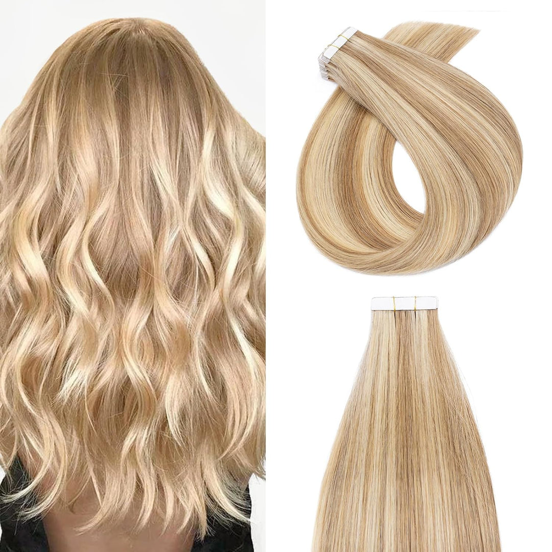 Silk-co Tape Extensions Echthaar 20stk, Haarverlängerung Tape in Extensions Echthaar, Remy Haarexten