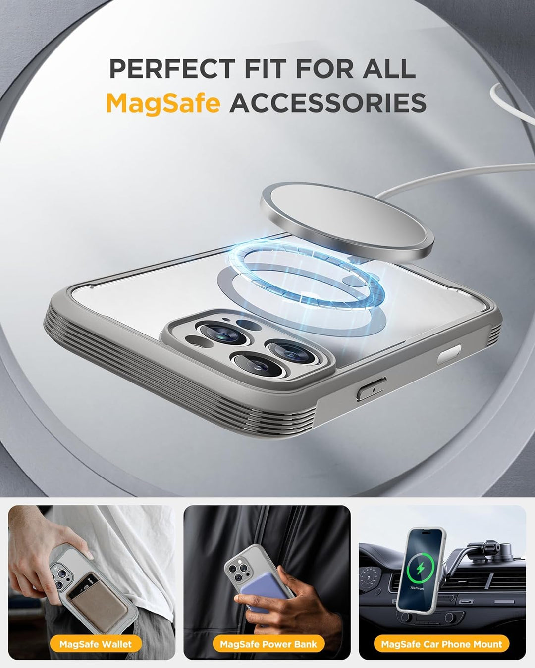 Miracase 360 Grad für iPhone 16 Pro Max Hülle 6,9 Zoll mit Magsafe, Eingebaut Glas Schutzfolie Kompl
