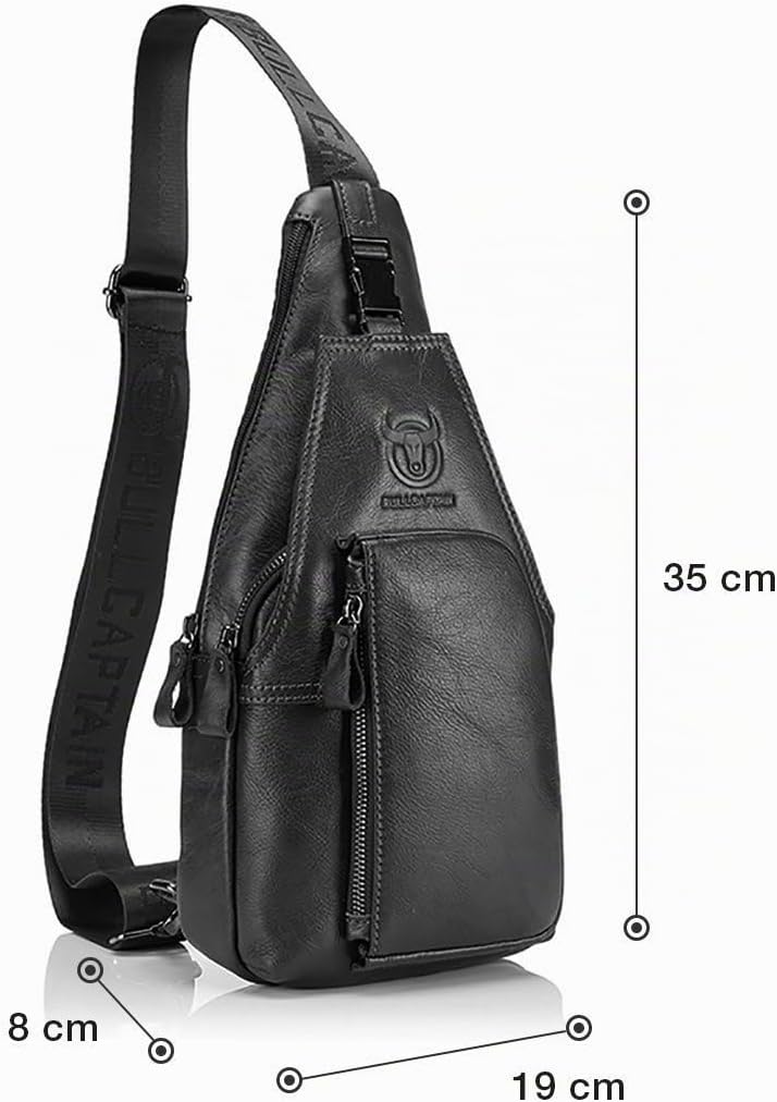 HARPIMER Rindleder Schultertasche, Novatech Rindleder Sling Rucksack Herren, Umhängetasche, Brusttas