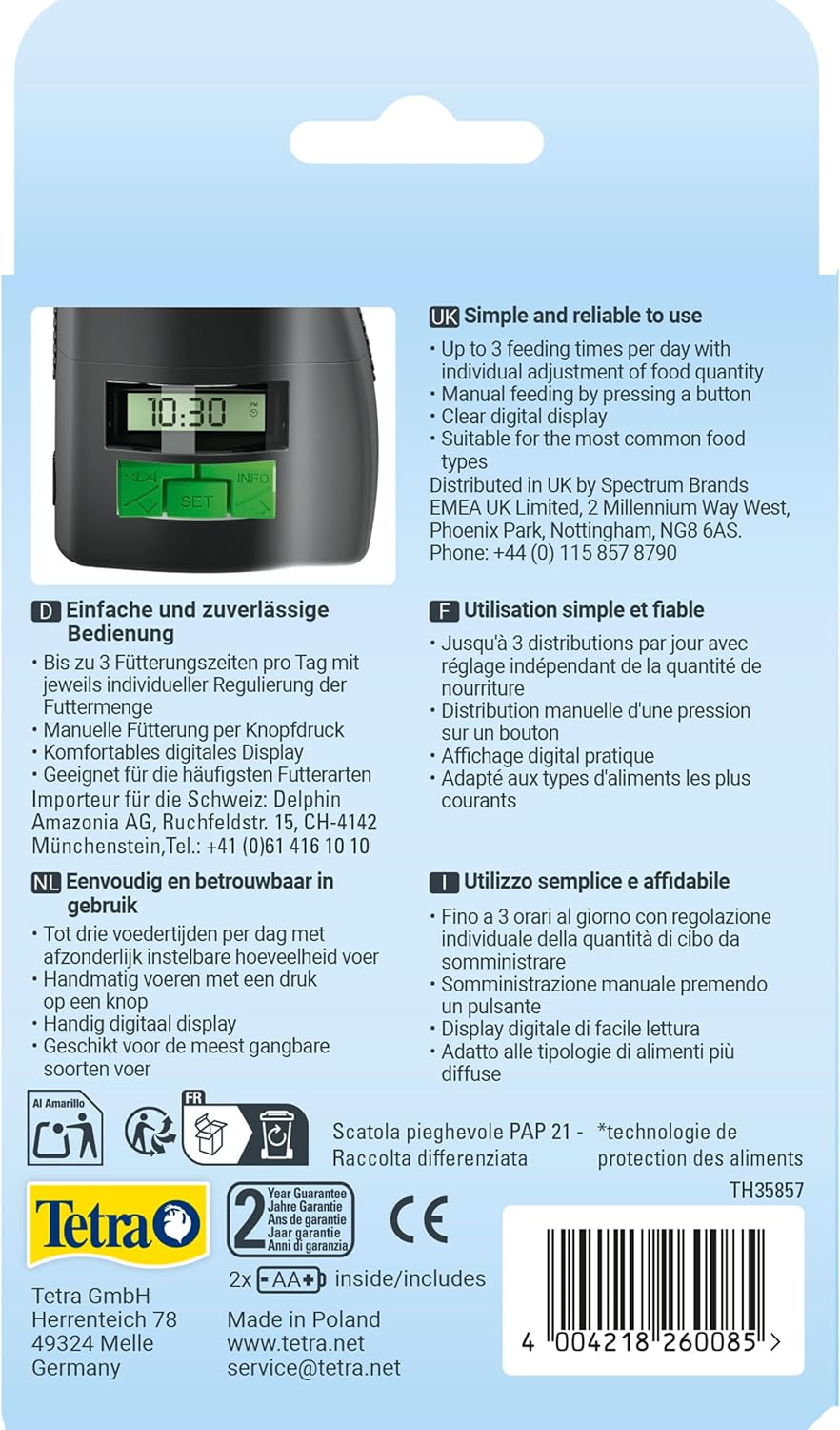 Tetra myFeeder Futterautomat für Zierfische im Aquarium, anthrazit, inklusive Batterien ohne Batteri